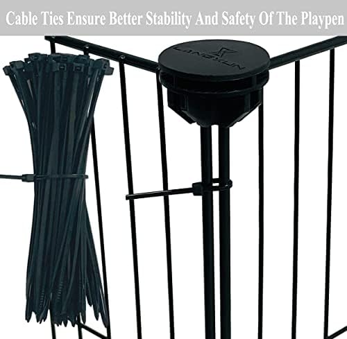 LANGXUN DIY Small Animal Playpen, Pet Playpen with Door and Waterproof Mat, Rabbit Guinea Pig Cages, Puppy Kitten Playpen | Indoor & Outdoor Portable Metal Wire Yard Fence, 12pcs Metal Pet Panels - Image 6