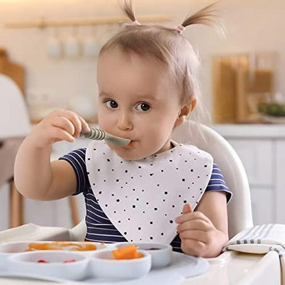 Soft tip silicone weaning spoons for infant self feeding stage one.