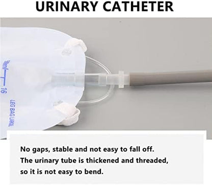 Complete male external catheter system components laid out.
