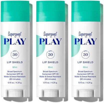 Supergoop Play Lip Shield SPF 30 Mint 3 Pack front view