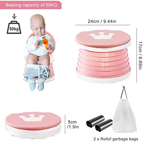 Foldable Yznlife travel potty in collapsed position