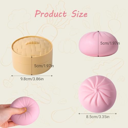 Oversized realistic dumpling stress ball side view showing detailed dim sum dough folds