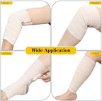 Elastic bandage rolls demonstrating the 14 feet stretched length capability.