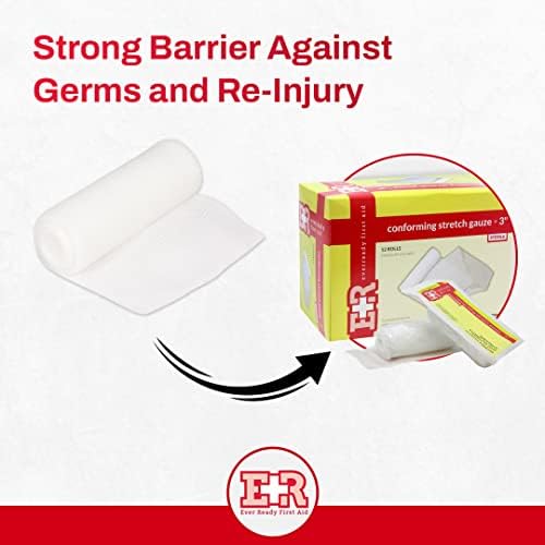 Individually wrapped three inch medical stretch gauze rolls for first aid kits