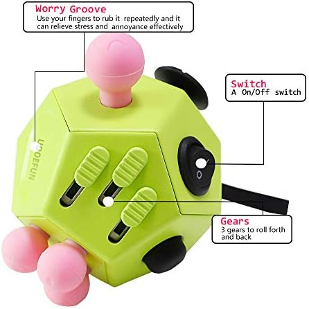 Tactile sensory cube showing the silicone ball and textured rolling gears for anxiety relief