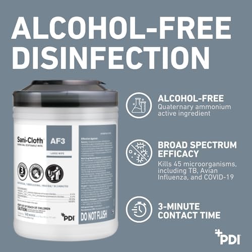 Alcohol free germicidal wipes for sensitive surface cleaning
