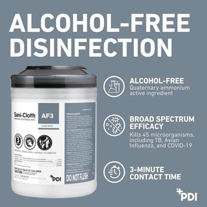 Alcohol free germicidal wipes for sensitive surface cleaning