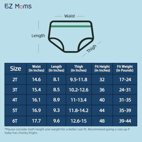 EZ Moms dinosaur toddler training pants set alongside the included mesh laundry bag.