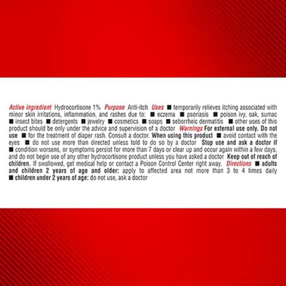 Back label of Cortizone 10 sensitive skin cream showing ingredients and drug facts.
