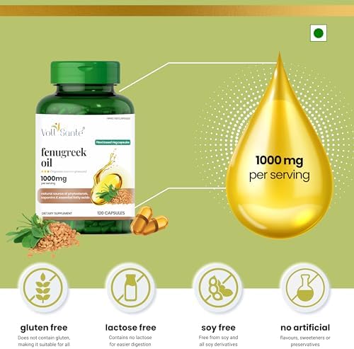 Voll Sante HPMC plant based capsules containing 1000 mg fenugreek seed oil for heart health
