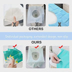 Individually wrapped Ditind toilet seat protectors neatly arranged to demonstrate travel size convenience for pockets.