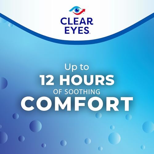 Side view of Clear Eyes 0.5 fluid ounce bottle for dry eye comfort.