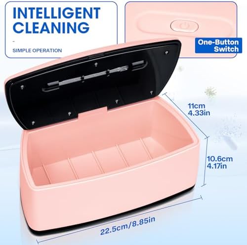Nail tools and jewelry inside 1 liter pink sterilization box