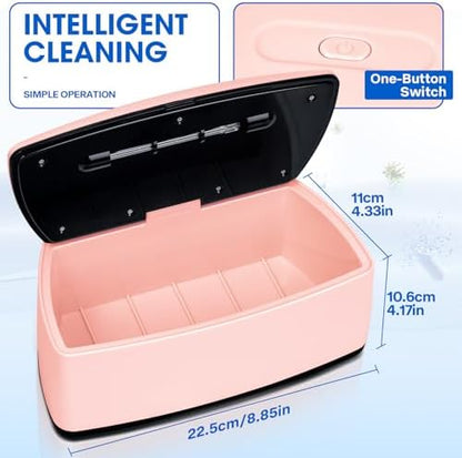 Nail tools and jewelry inside 1 liter pink sterilization box