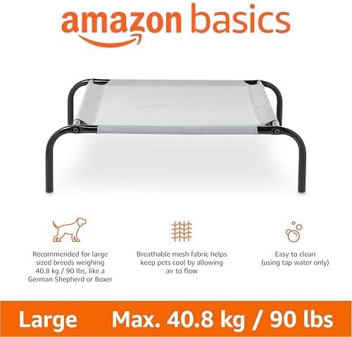 Amazon Basics Cooling Breathable Elevated Dog Bed with Metal Frame for Large Dogs, 51" x 31" x 8", Grey - Image 3
