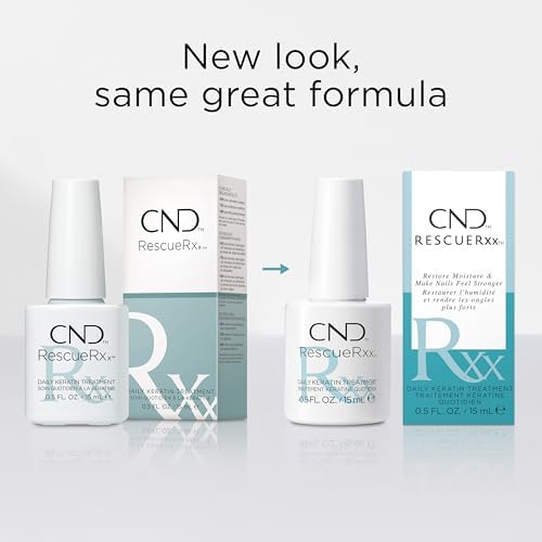 Before and after comparison of nail health using CND keratin treatment.