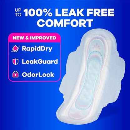 Side view of Always regular absorbency sanitary napkins showing the ultra thin profile.