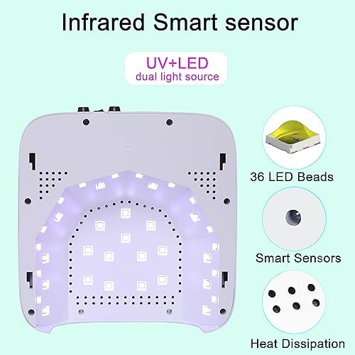 Passha nail lamp interface showing timer and battery display