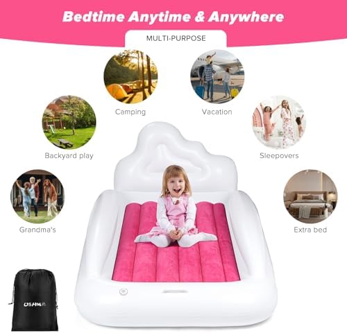 Close up of the velvety flocked material on the USHMA inflatable kids travel bed