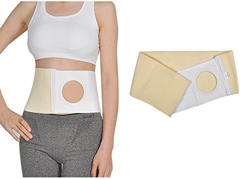 Rear view of the Mybow abdominal support brace demonstrating the seamless low profile stitching