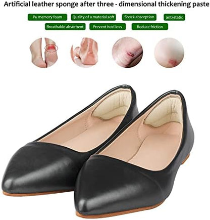 Close up of the leather texture and adhesive backing of Sargarita heel protectors