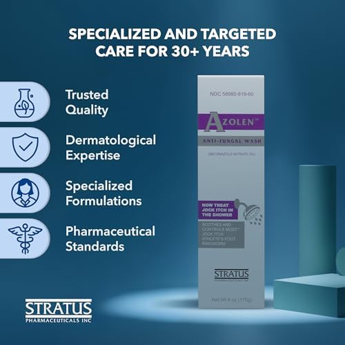 Stratus Pharmaceuticals professional strength miconazole nitrate topical solution bottle for daily shower hygiene.