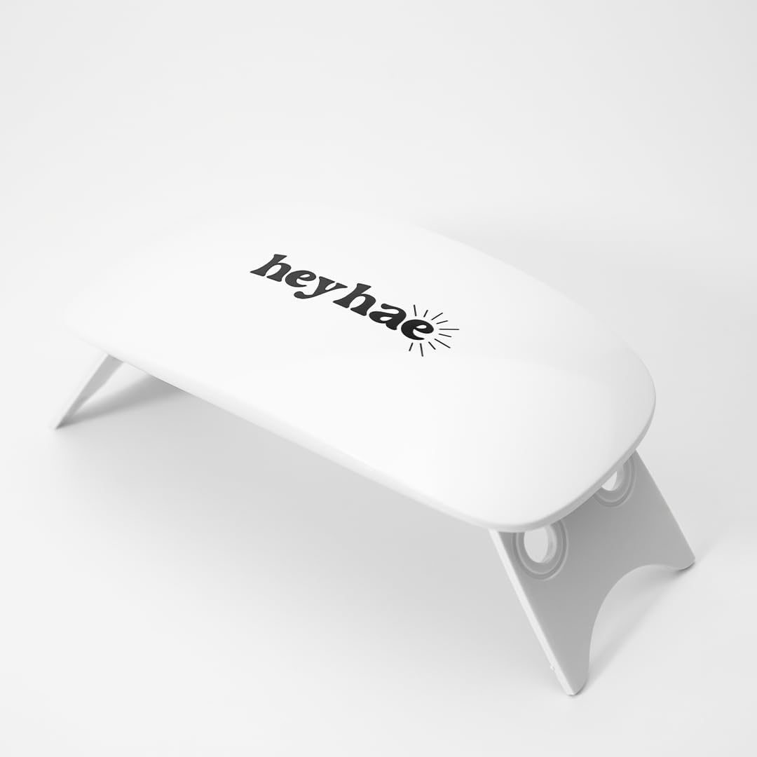Heyhae LED Lamp front view showing white arch design and brand logo.