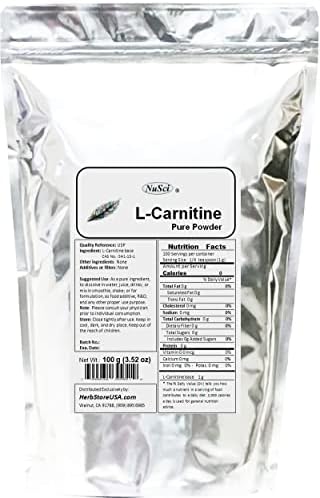 Close up of NuSci L-Carnitine crystalline powder texture