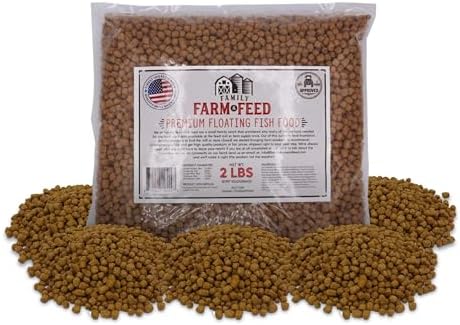 Two pound bag of premium floating fish pellets for pond and lake