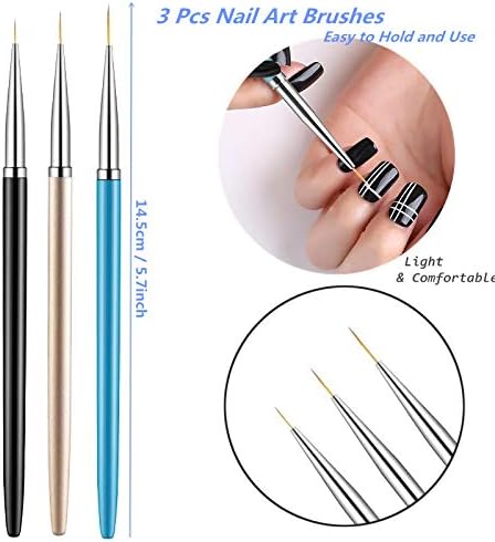 Detailed view of 7mm 9mm and 11mm nail art brushes