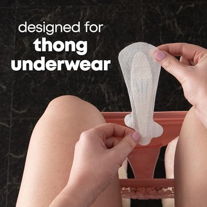 Comparison of thin flexible thong liner design for invisible daily comfort.