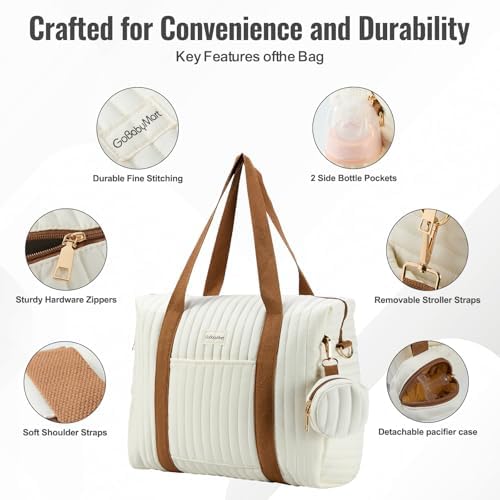 Gobabymart diaper bag tote attached to stroller with straps