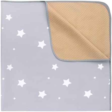 WOMUMON anti slip floor splash mat placed under a white plastic highchair