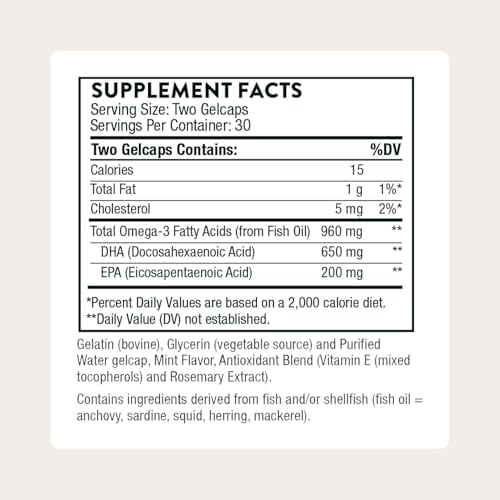 Thorne Advanced DHA supplement facts and ingredient label.