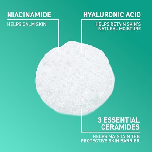 Non-comedogenic foaming cleanser with hyaluronic acid for oily combination skin daily use