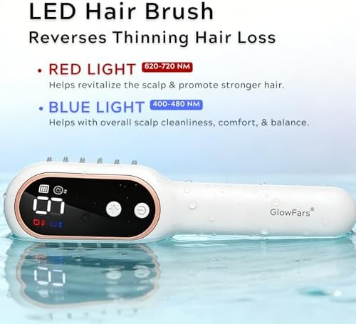 Abhsant scalp massager showing digital display and light modes
