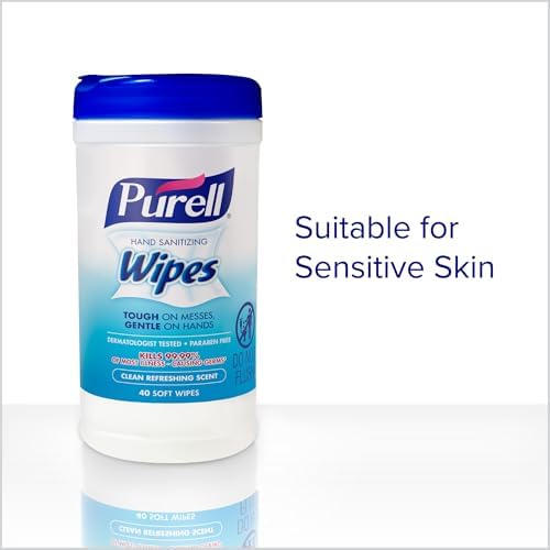 Purell Hand Sanitizing Wipes, Clean Refreshing Scent, 40 Count Hand Wipes Canister (Pack of 6) - 9120-06-CMR - Image 6