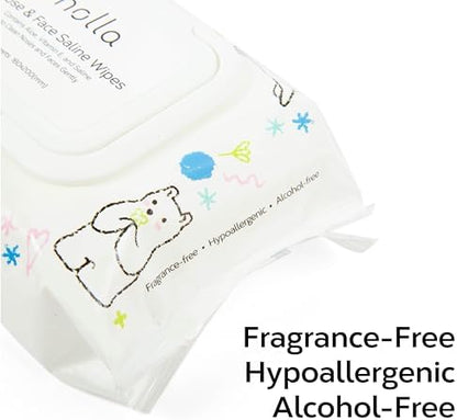 Nolla premium baby facial wipes showing the secure moisture lock resealable lid system.