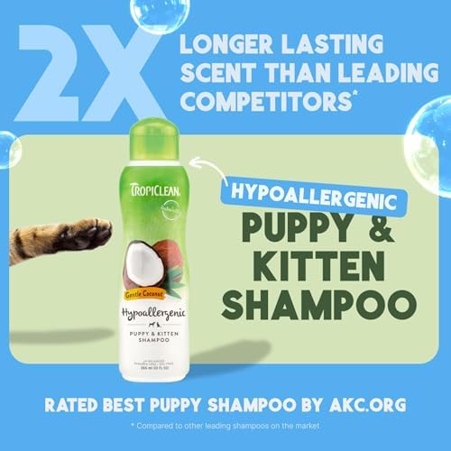 Back label of TropiClean hypoallergenic feline wash with ingredients and usage guidelines.