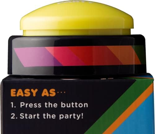 Premium novelty office toy button showing battery compartment on the black base