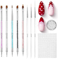 Beetles 8pcs nail art brush set with crystal handles and tools.