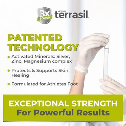 Terrasil soap bar displaying Activated Minerals technology for faster fungal healing.