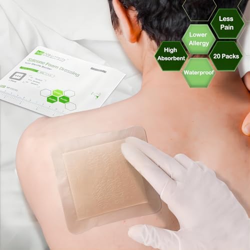 NeuHeils medical wound dressing backing being peeled back to illustrate easy application