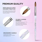 MelodySusie Kolinsky Acrylic Nail Brush, 100% Pure Kolinsky Hair, Professional Nail Brush for Acrylic Powder Nail Extension and 3D Nail Carving, for DIY Home Salon, Size 10 - Image 3
