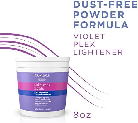 Clairol Shimmer Lights Plex Lightener step one powder tub and step two treatment tube