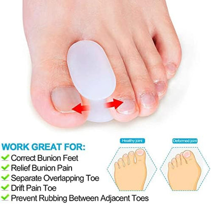 Five pairs of clear silicone bunion correctors in original packaging
