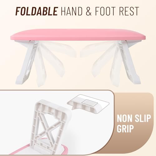 Foldable design of Aonolovo nail hand rest cushion showing sturdy plastic legs
