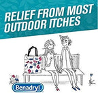 Back label of Benadryl topical analgesic cream showing 2 percent diphenhydramine hydrochloride active ingredient.