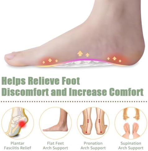 Skyfoot clear gel arch supports showing bubble cushioning technology for flat feet.