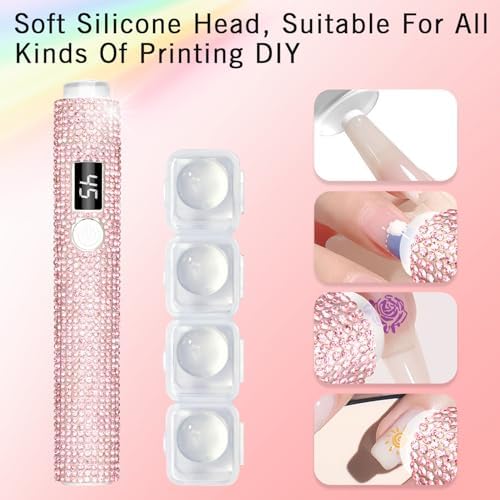 Cordless rechargeable pen style UV light nail dryer angled to show the magnifying convex spotlight lens.
